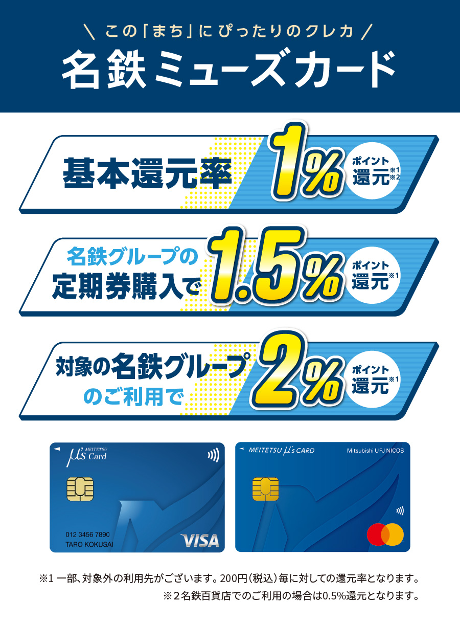 この「まち」にぴったりのクレカ 名鉄ミューズカード