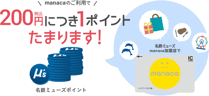 namacaのご利用で200円につき1ポイントがたまります！